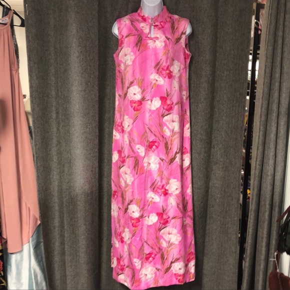 Vintage 60s Sun Fashions of Hawaii Floral Caftan Maxi Dress M/L - Picture 2 of 8